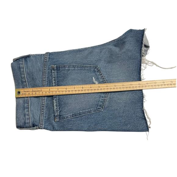 Express Womens Shorts Size 14 Blue Mom Shorts Button Fly Super High Rise Denim - Picture 13 of 13